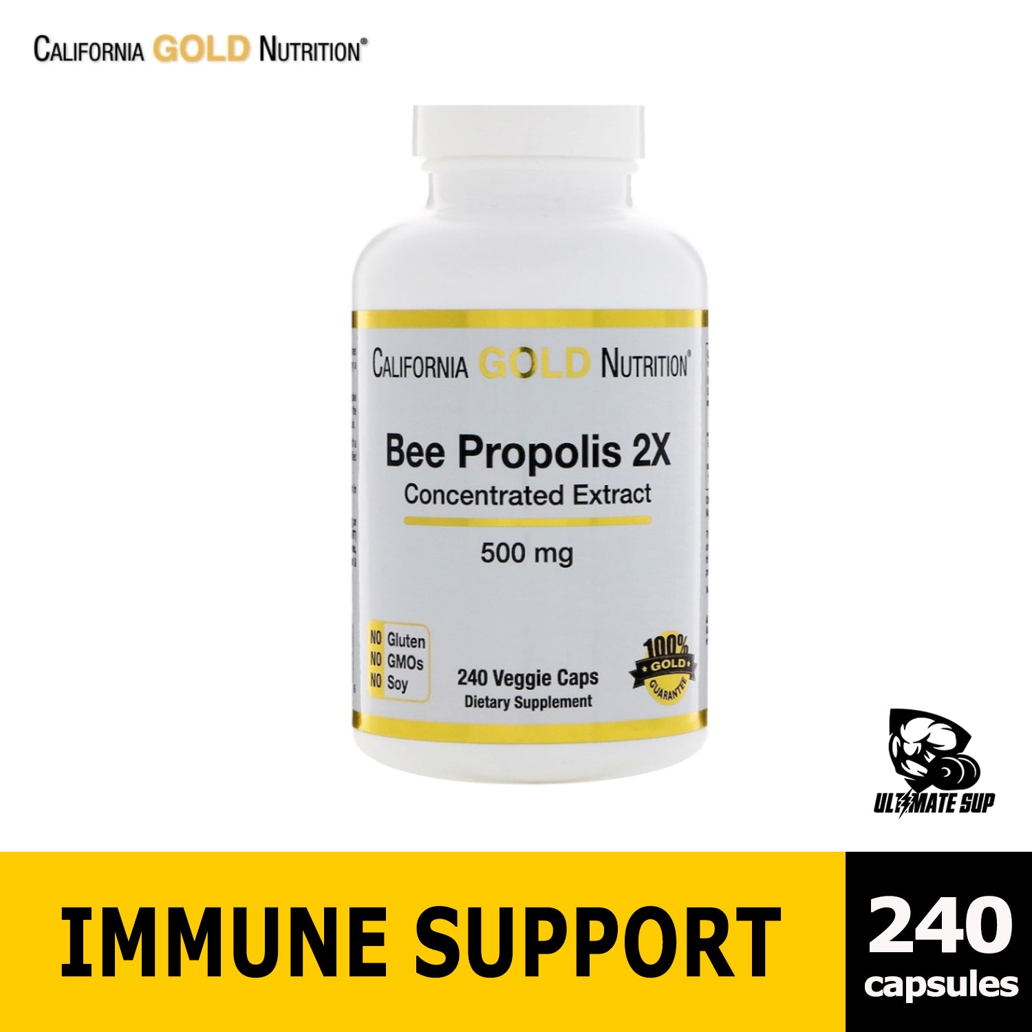California Gold Nutrition, Bee Propolis 2X, 500 mg, 90-240 Caps - Ultimate Sup Singapore
