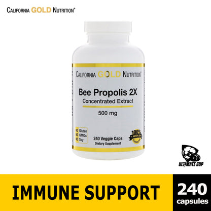 California Gold Nutrition, Bee Propolis 2X, 500 mg, 90-240 Caps - Ultimate Sup Singapore