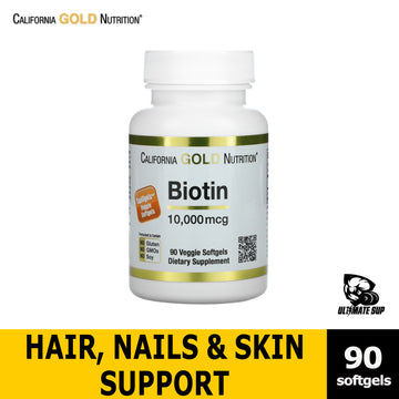 California Gold Nutrition, Biotin, 10,000 mcg, 90 Veggie Softgels - Ultimate Sup Singapore