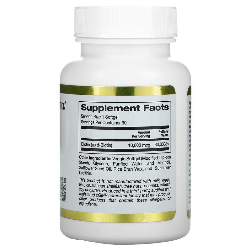 California Gold Nutrition, Biotin, 10,000 mcg, 90 Veggie Softgels - Ultimate Sup Singapore