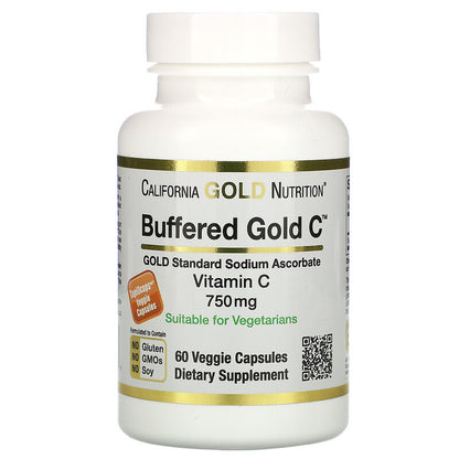 California Gold Nutrition, Buffered Vitamin C, 750 mg, 60 Veggie Capsules - Ultimate Sup Singapore