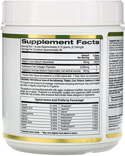 California Gold Nutrition, Collagen UP, Marine Collagen + Hyaluronic Acid + Vitamin C, Unflavored - Ultimate Sup Singapore