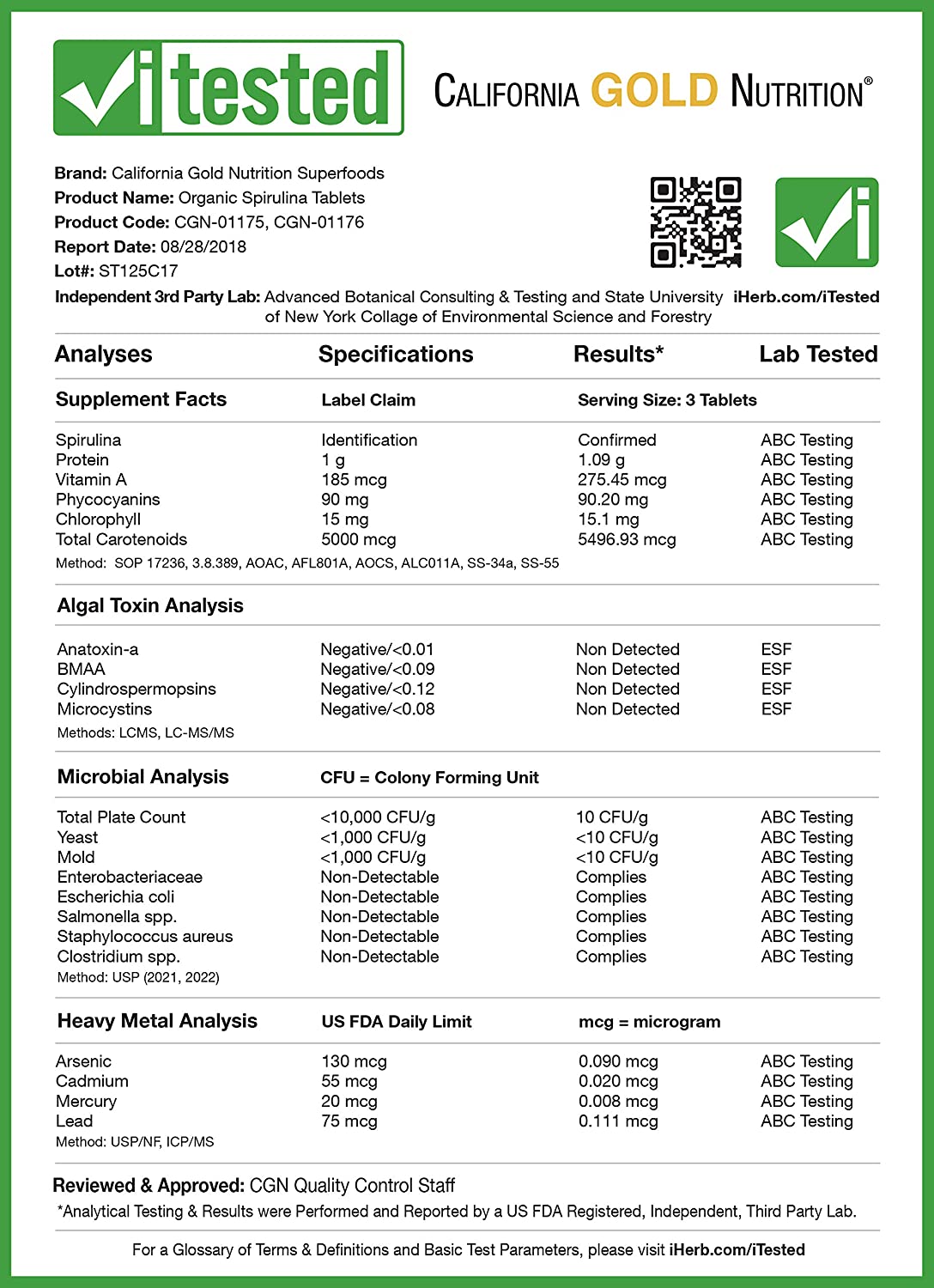California Gold Nutrition, Green Superfood, Organic Spirulina, USDA Certified, 500 mg, 60-240-720 Tablets - Ultimate Sup Singapore