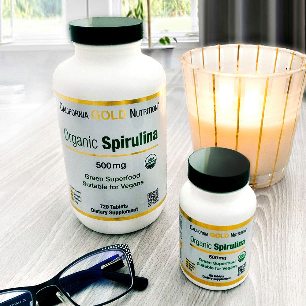 California Gold Nutrition, Green Superfood, Organic Spirulina, USDA Certified, 500 mg, 60-240-720 Tablets - Ultimate Sup Singapore