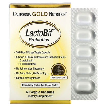 California Gold Nutrition, LactoBif Probiotics, 30 Billion CFU, 60 Veggie Capsules - Ultimate Sup Singapore