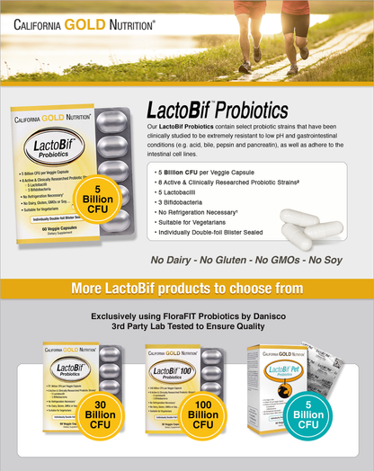 California Gold Nutrition, LactoBif Probiotics, 5 Billion CFU, 60 Veggie Capsules - Ultimate Sup Singapore