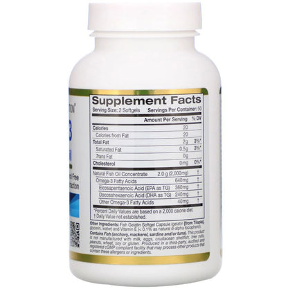 California Gold Nutrition, Omega-3, 100-240 Fish Gelatin Softgels - Ultimate Sup Singapore