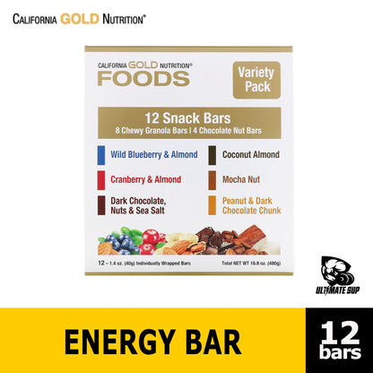 California Gold Nutrition | Variety Pack Snack Bars | 12 Bars 40g Each - Ultimate Sup Singapore