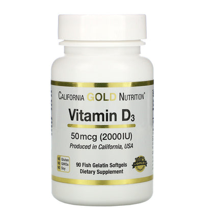 California Gold Nutrition, Vitamin D3, 125/50 mcg (5000/2000 IU), 90 Fish Gelatin Softgels - Ultimate Sup Singapore
