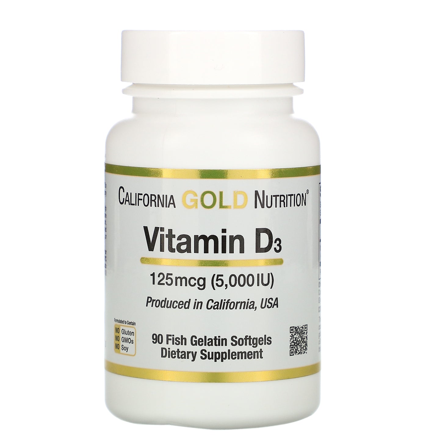 California Gold Nutrition, Vitamin D3, 125/50 mcg (5000/2000 IU), 90 Fish Gelatin Softgels - Ultimate Sup Singapore