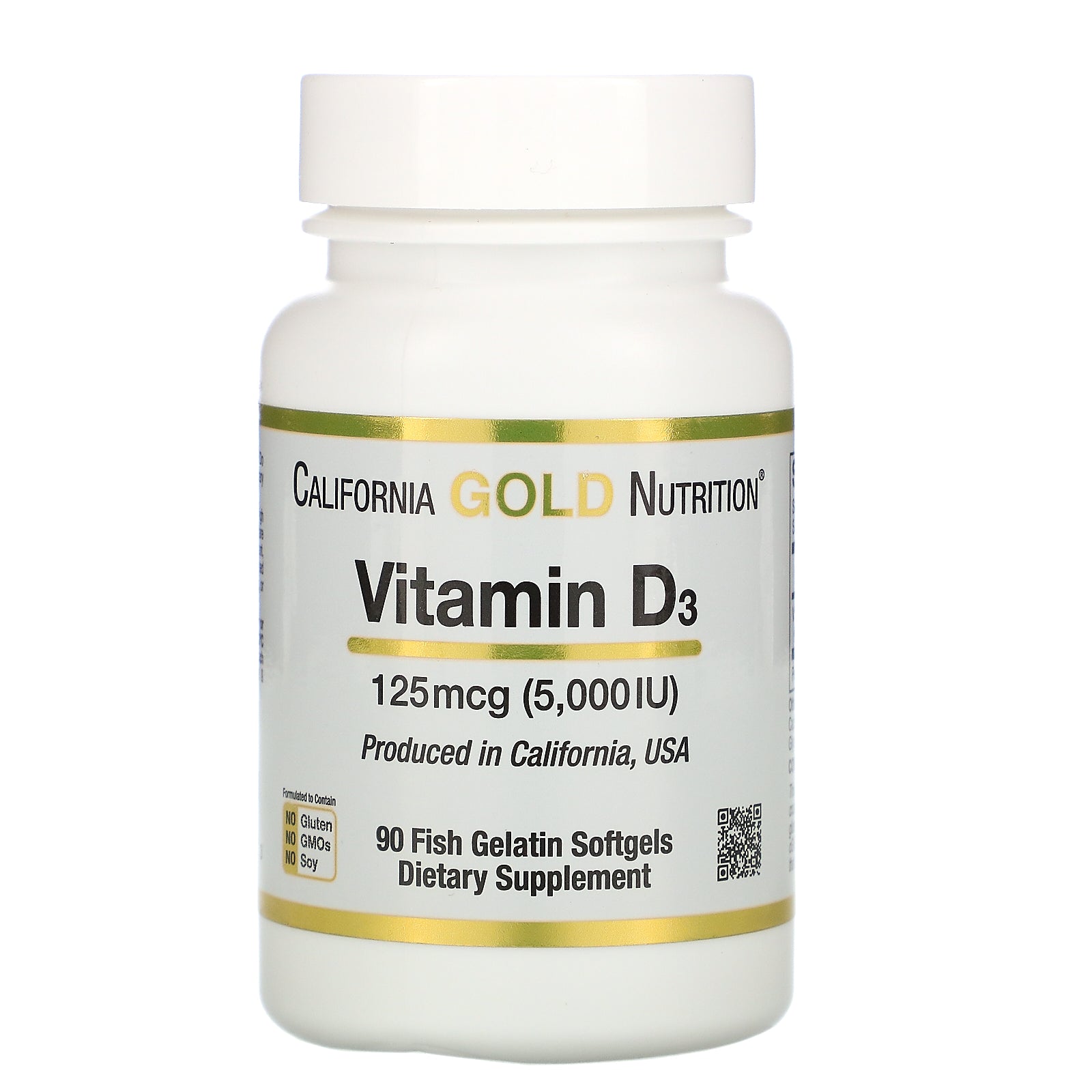 California Gold Nutrition, Vitamin D3, 125/50 mcg (5000/2000 IU), 90 Fish Gelatin Softgels - Ultimate Sup Singapore
