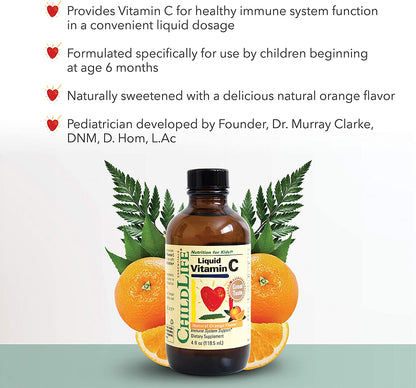 ChildLife, Essentials, Liquid Vitamin C, Natural Orange, 4 fl oz (118.5 ml) - Ultimate Sup Singapore