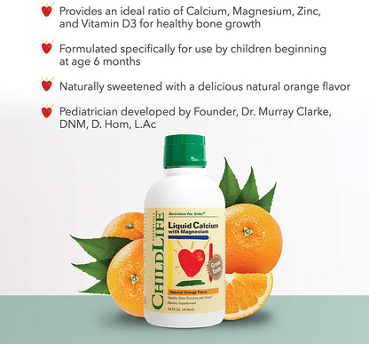 ChildLife, Liquid Calcium with Magnesium, Natural Orange Flavor, 16 fl oz (474 ml) - Ultimate Sup Singapore