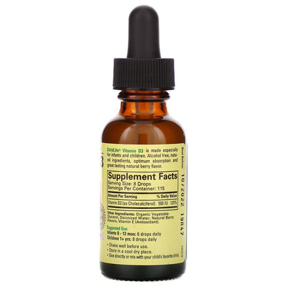 ChildLife, Vitamin D3, Natural Berry Flavor, 1 fl oz (30 ml) - Ultimate Sup Singapore