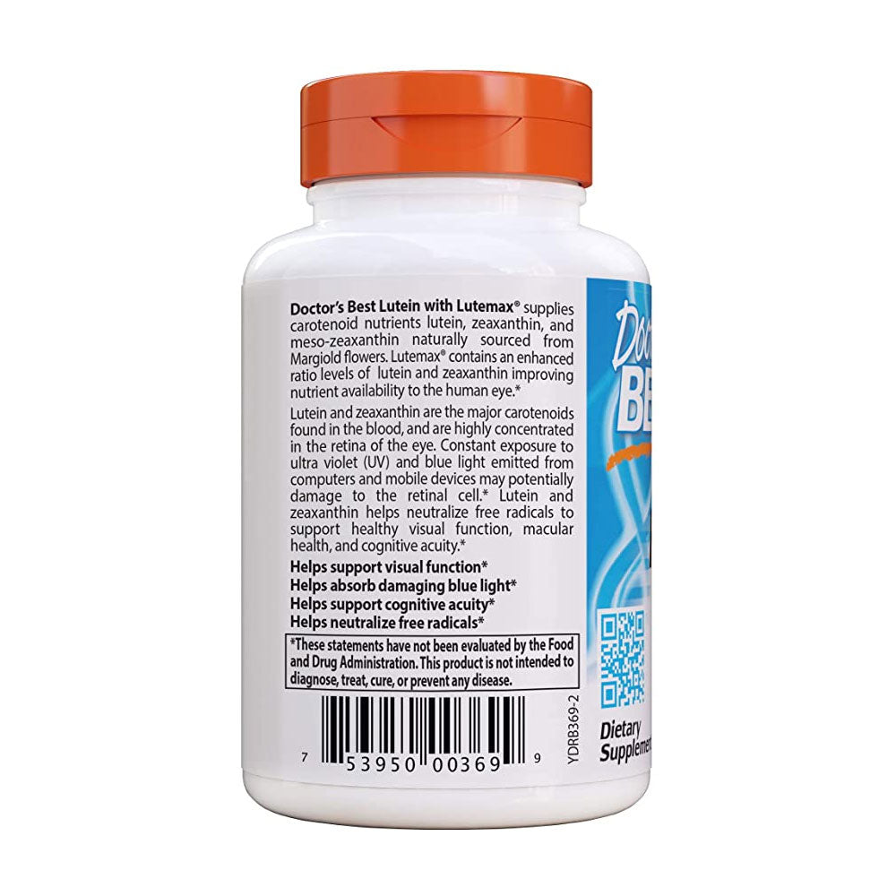 Doctor's Best Lutein Featuring Lutemax, 20 mg, 60 Softgels - Ultimate Sup Singapore