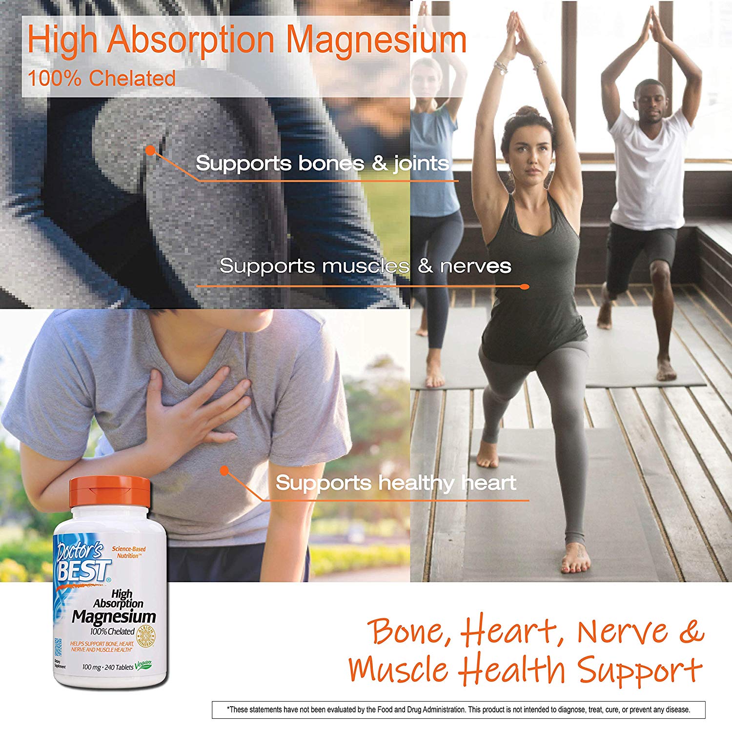 Doctor's Best, Magnesium Glycinate 100mg High Absorption 100% Chelated with Albion Minerals, 120-240 tabs - Ultimate Sup Singapore
