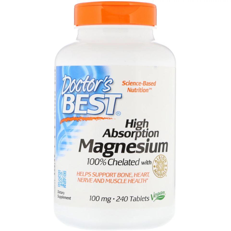 Doctor's Best, Magnesium Glycinate 100mg High Absorption 100% Chelated with Albion Minerals, 120-240 tabs - Ultimate Sup Singapore