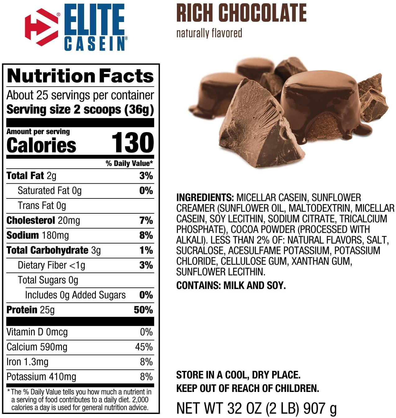 Dymatize Nutrition, Elite Casein, 2lbs - Ultimate Sup Singapore