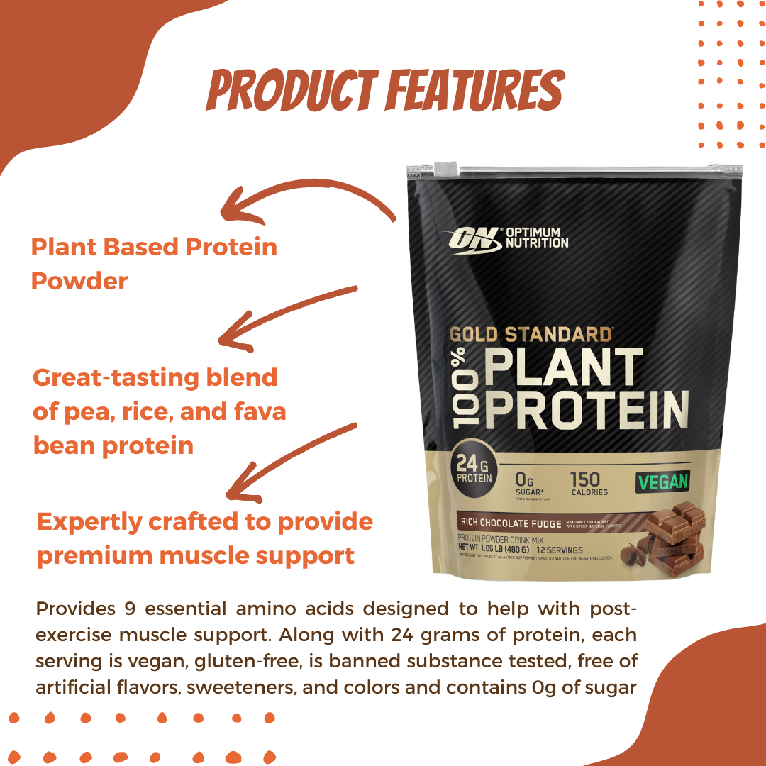 Optimum Nutrition, Gold Standard Plant Protein Powder, 0.98lb-1.06lb