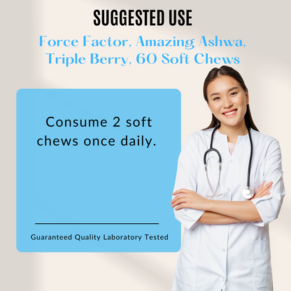 Force Factor, Amazing Ashwa, Ashwagandha, Stress & Anxiety, Memory, Weight Management, Triple Berry, 60 Soft Chews - Ultimate Sup Singapore