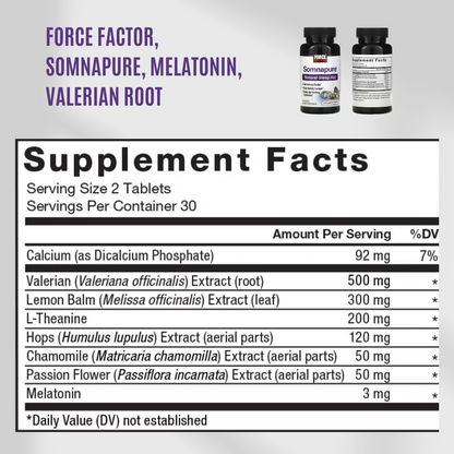 Force Factor, Somnapure, Sleep Aid with Melatonin help Sleep Well, Sleep Supplement, Sleeping Pills, 60 Tablets - Ultimate Sup Singapore