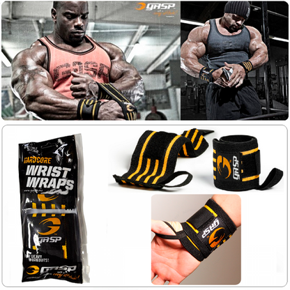 GASP Hardcore Wrist Wraps | Weight Lifting Wrist Protection & Stability, One Size - Ultimate Sup Singapore