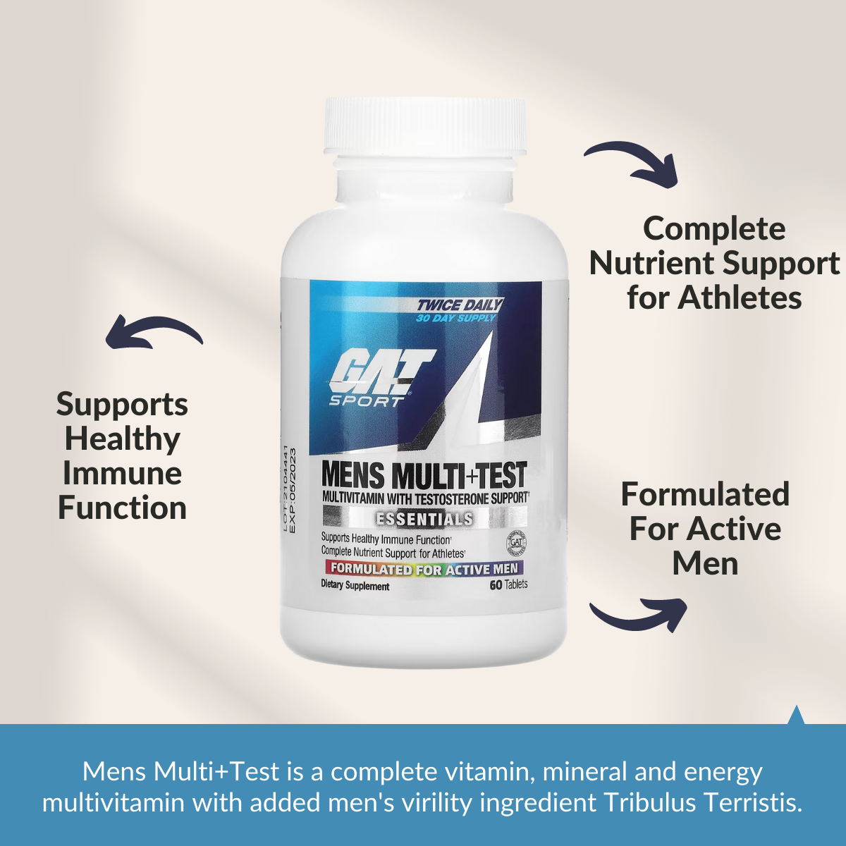 GAT Sport, Men's Multi + Test, Multivitamin & Testosterone, 60-150Tabs - Ultimate Sup Singapore