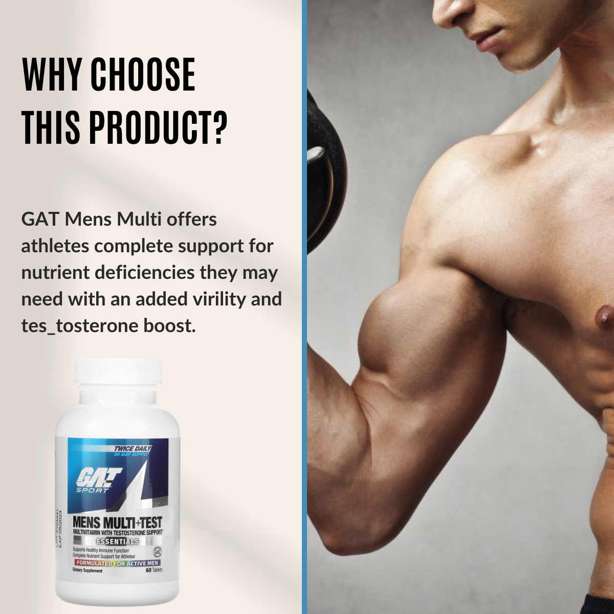 GAT Sport, Men's Multi + Test, Multivitamin & Testosterone, 60-150Tabs - Ultimate Sup Singapore
