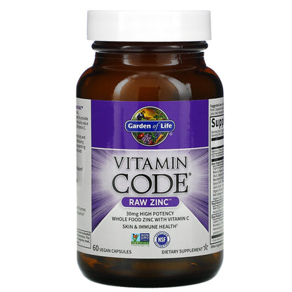 Garden of Life, Vitamin Code, RAW Zinc, 60 Vegan Capsules - Ultimate Sup Singapore
