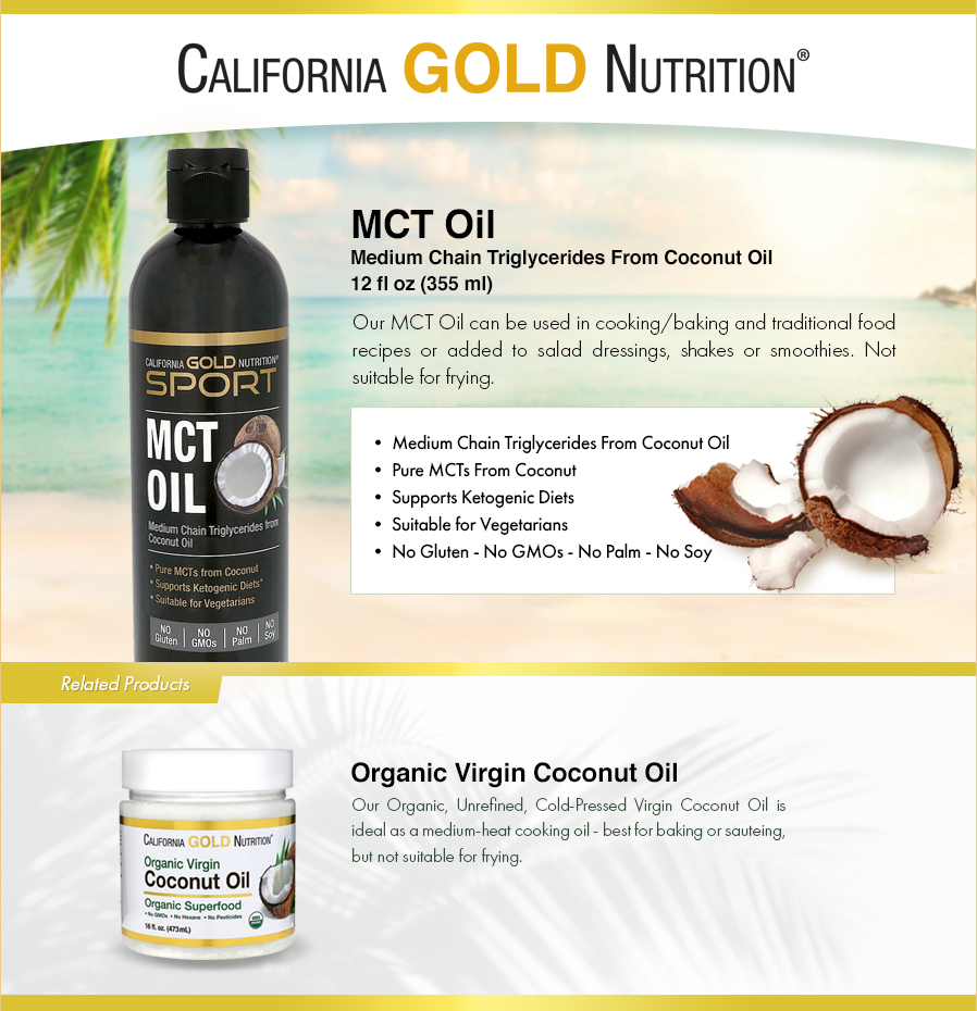 California Gold Nutrition | Organic MCT Oil | 12 - 32 fl oz (355 - 946 ml) - Ultimate Sup Singapore