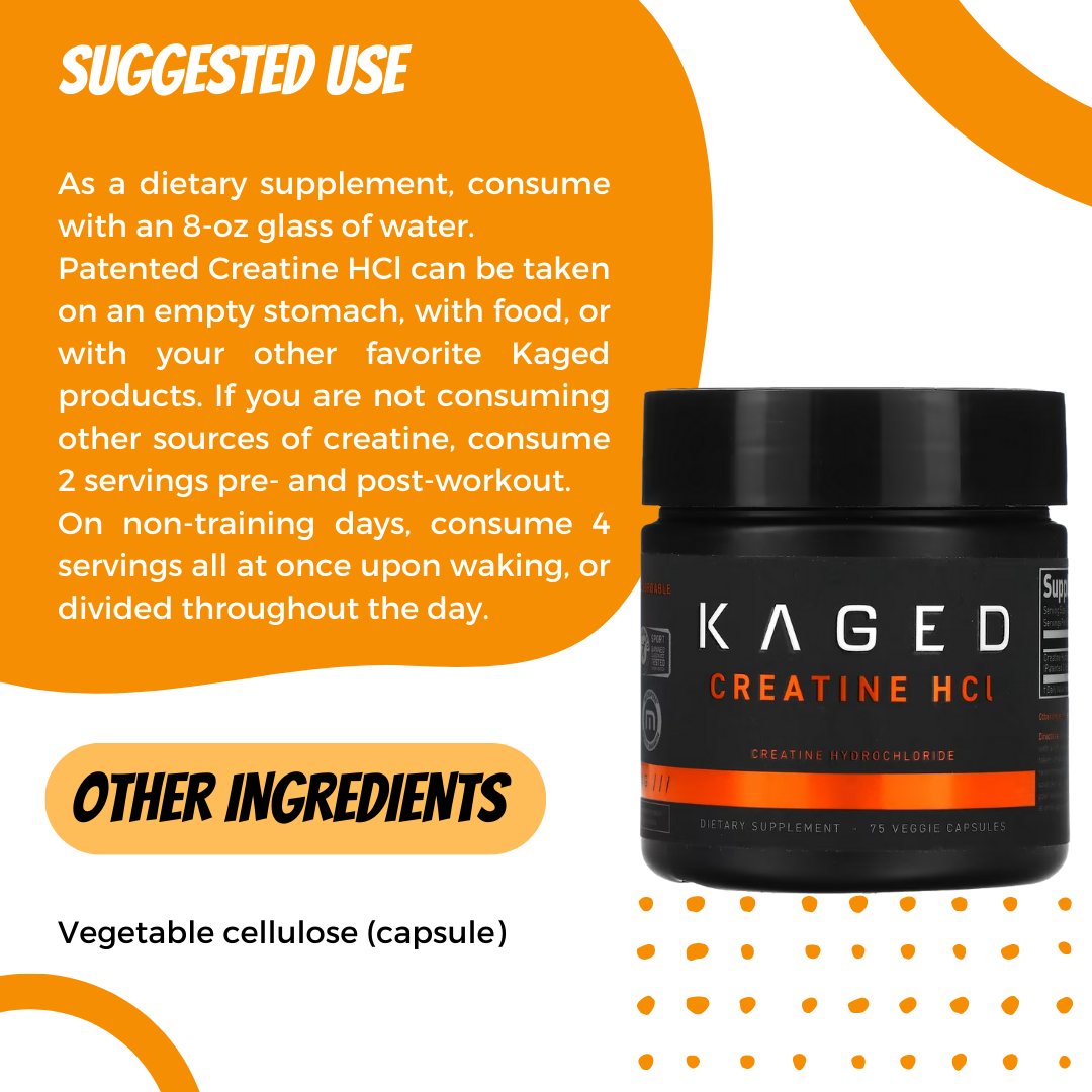 Kaged Muscle, Creatine HCI, 75 Caps - Ultimate Sup Singapore