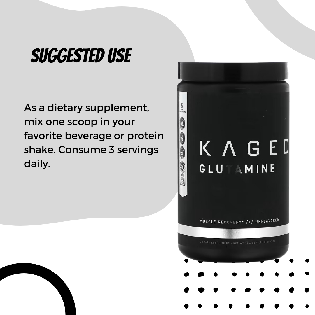Kaged Muscle, Glutamine, Unflavored, 500g - Ultimate Sup Singapore