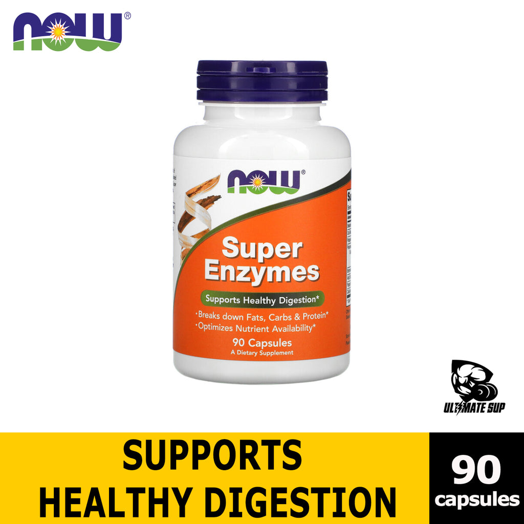 Now Foods, Super Enzymes, Breaks Down Fats, Carbs & Protein, Supports Healthy Digestion, 90 Capsules - Ultimate Sup