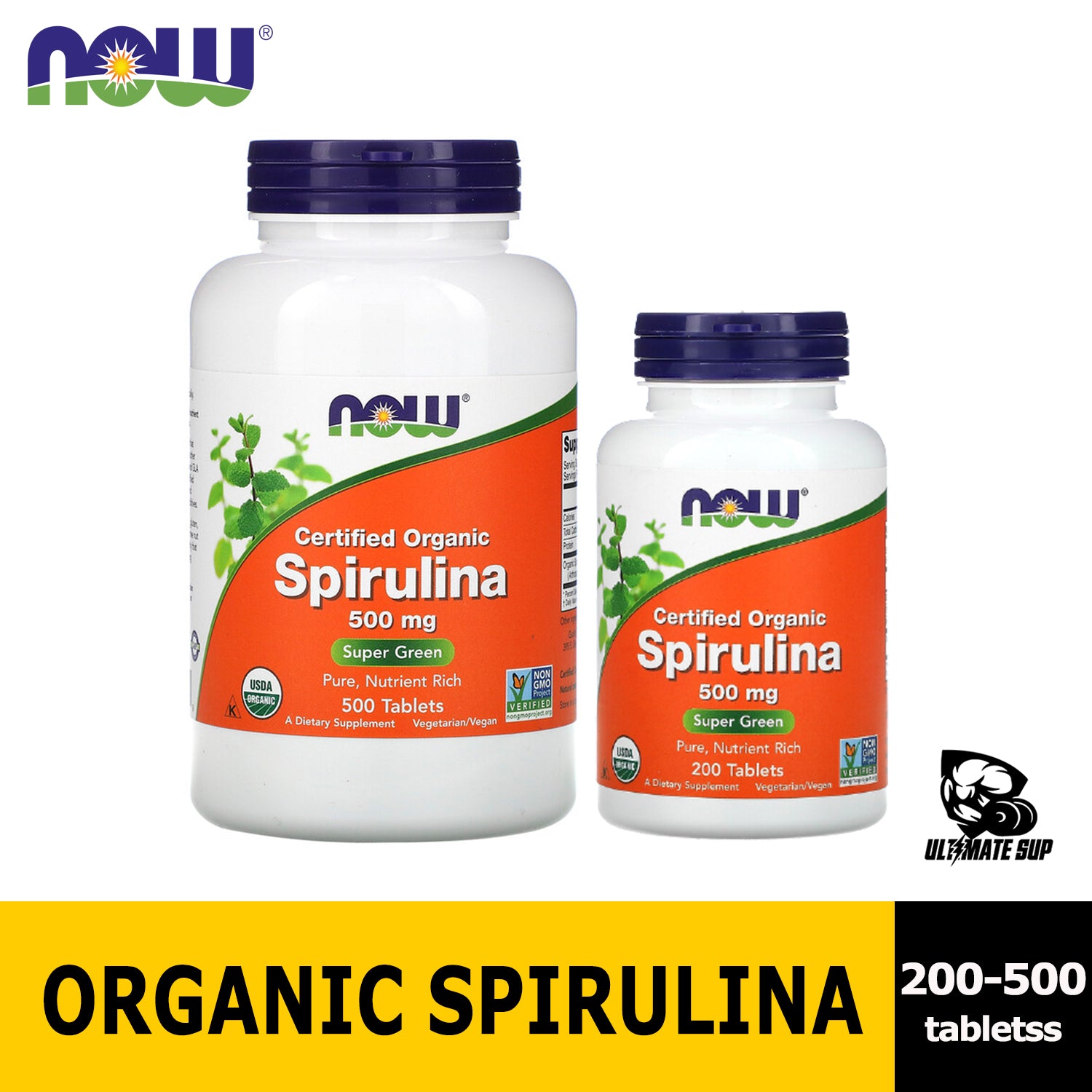 Now Foods, Certified Organic Spirulina 500-1000mg - Ultimate Sup Singapore