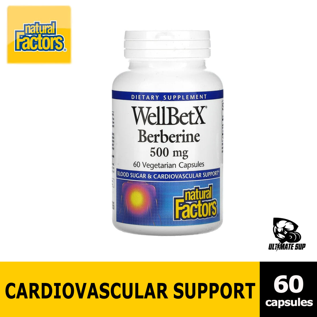 Natural Factors, WellBetX Berberine, 500 mg, 60 - 120 Vegetarian Capsules/ Servings - Ultimate Sup Singapore