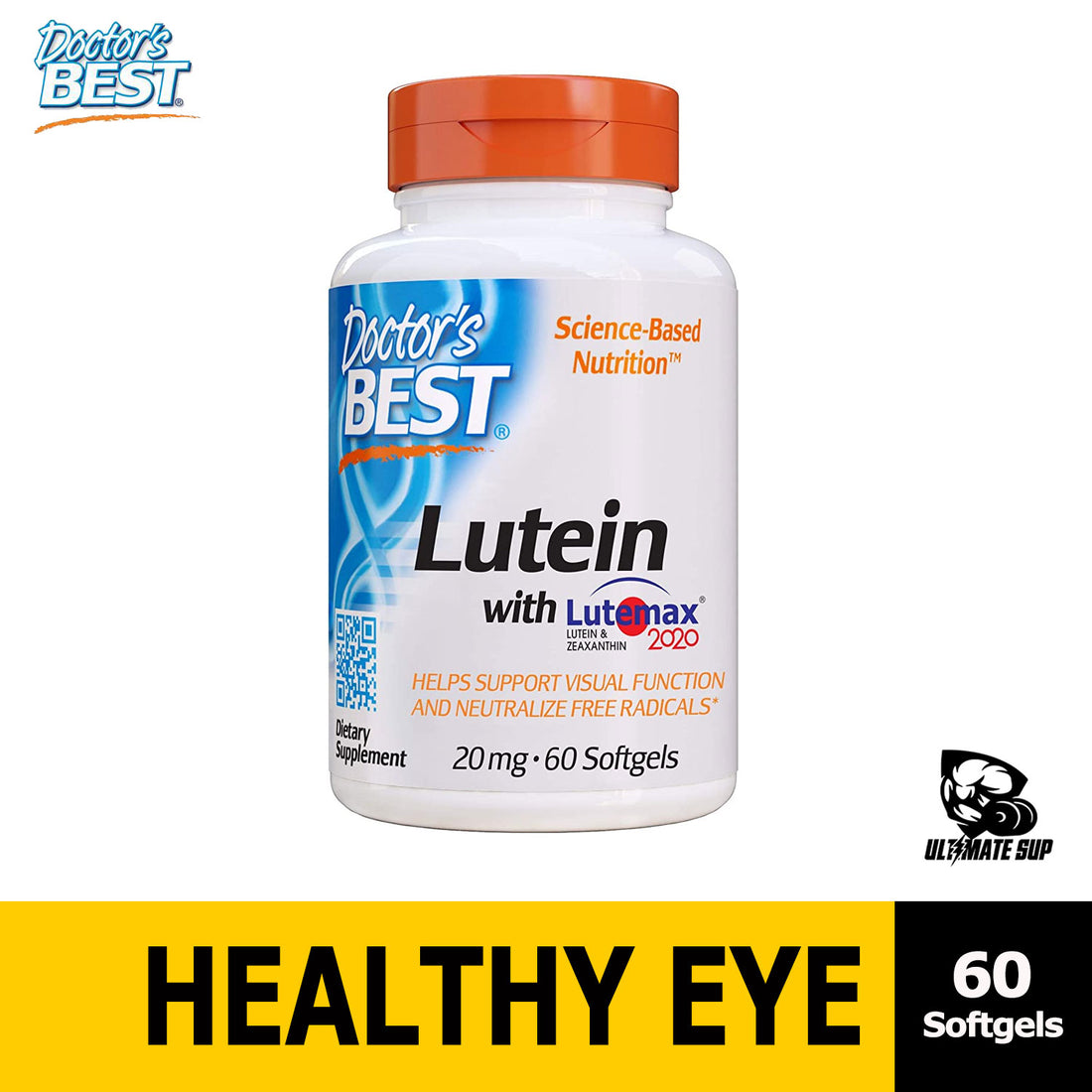 Doctor's Best Lutein Featuring Lutemax, 20 mg, 60 Softgels - Ultimate Sup Singapore