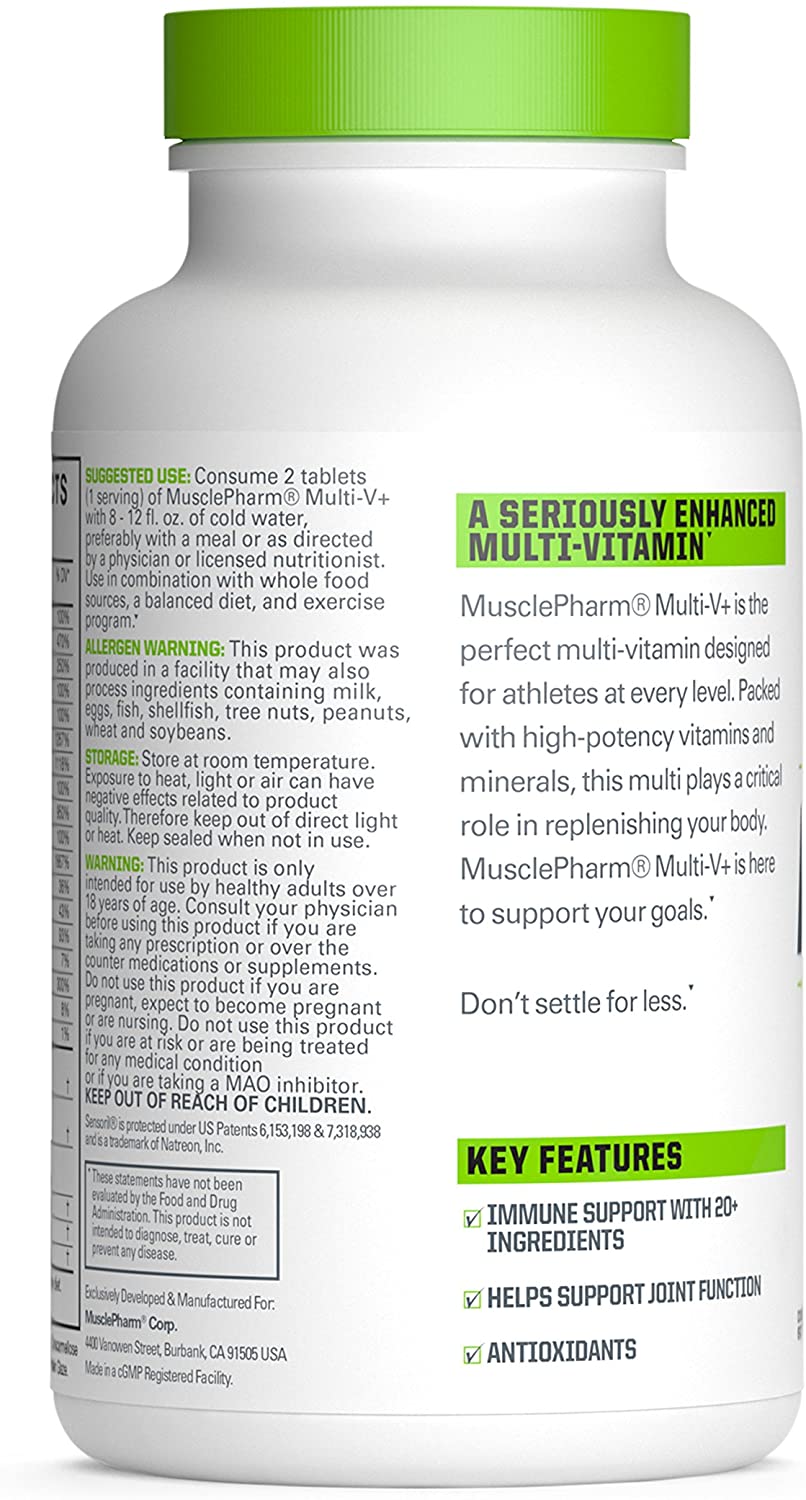 MusclePharm Multi-V+, Multivitamin, Vitamin C A B & Magnesium, Immune & Joint Supplement, 30 Servings - Ultimate Sup Singapore