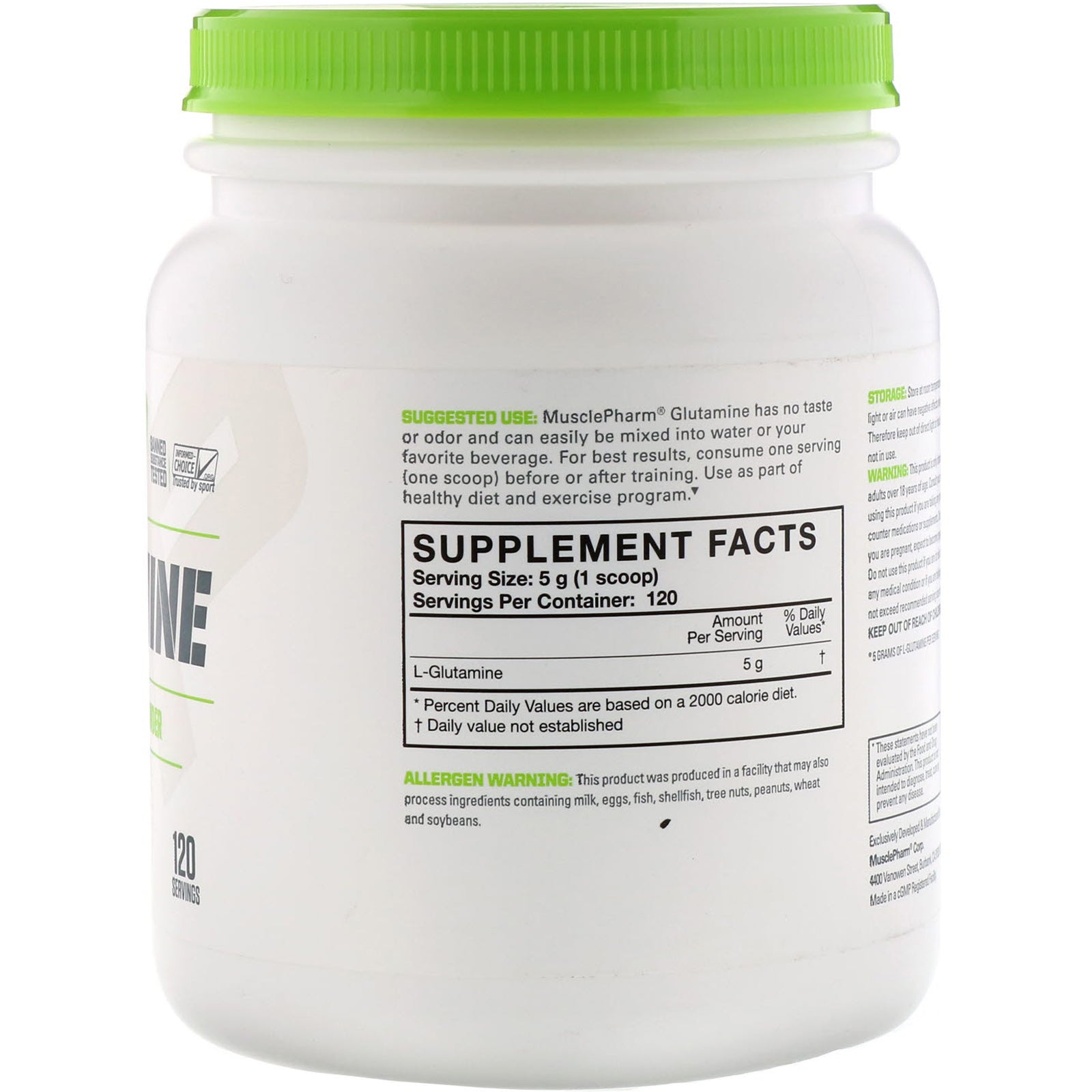 MusclePharm, Glutamine Essentials, 600g (120 sers) - Ultimate Sup Singapore