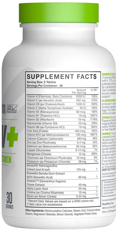MusclePharm Multi-V+, Multivitamin, Vitamin C A B & Magnesium, Immune & Joint Supplement, 30 Servings - Ultimate Sup Singapore