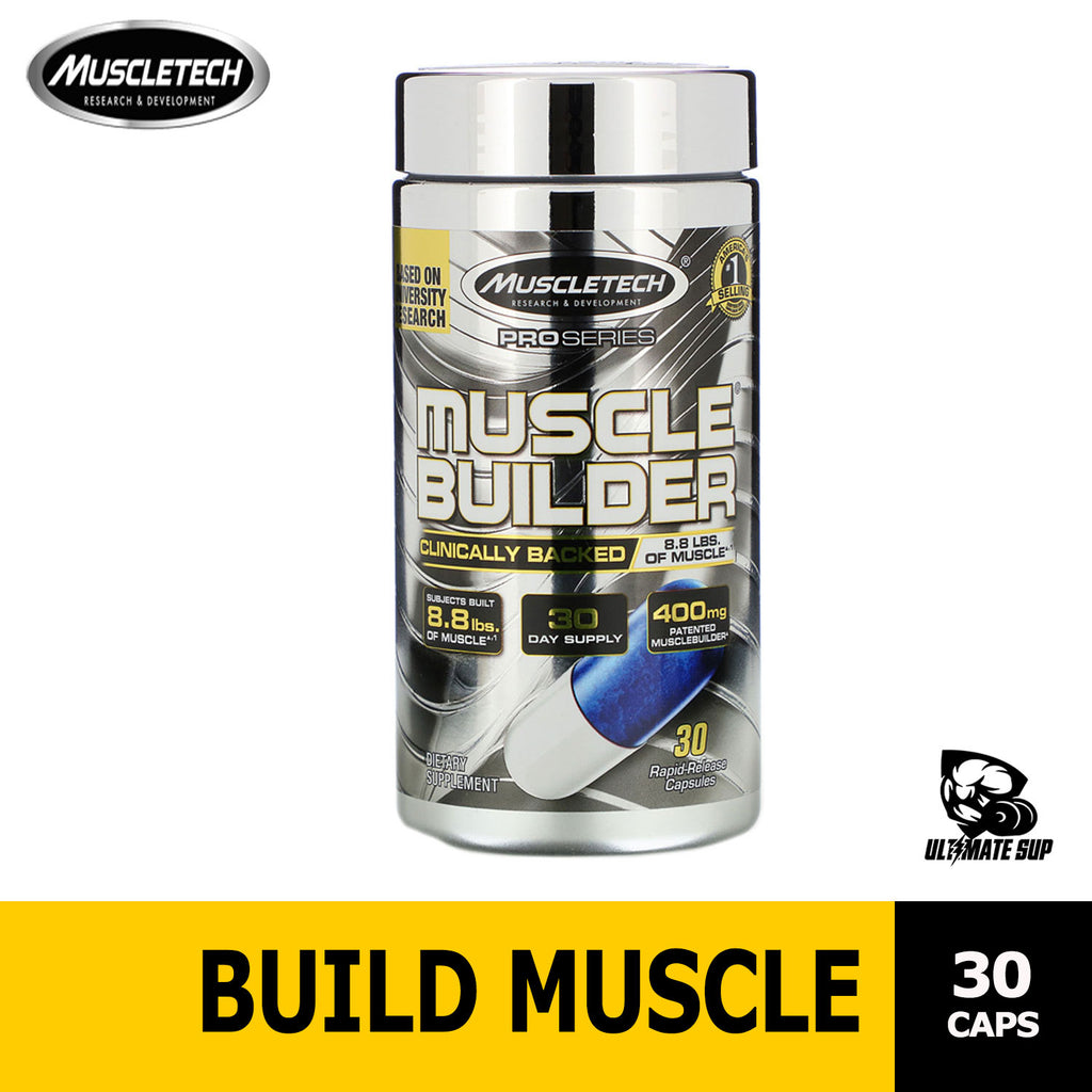 Muscletech Pro Series, Muscle Builder | Muscle Pumps | Double Strength | 30 Rapid-Release Caps - Ultimate Sup