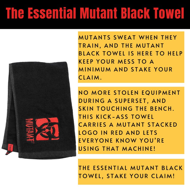 Mutant, Black Towel, Red Modified Biohazard Logo, 100% cotton - Ultimate Sup Singapore