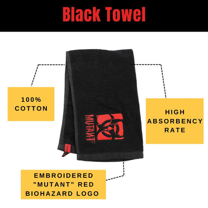 Mutant, Black Towel, Red Modified Biohazard Logo, 100% cotton - Ultimate Sup Singapore
