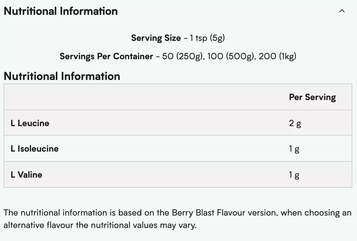Myprotein, Essential BCAA 2:1:1, 250g - Ultimate Sup Singapore