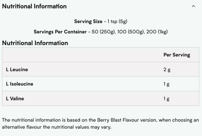 Myprotein, Essential BCAA 2:1:1, 250g - Ultimate Sup Singapore