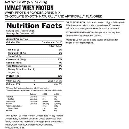 Myprotein, Impact Whey Protein Powder, 1-2.5 kg - Ultimate Sup Singapore
