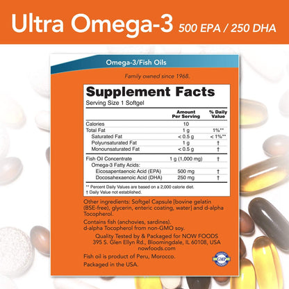 NOW Foods, Ultra Omega-3 Fish Oil, 180 Softgels - Ultimate Sup Singapore