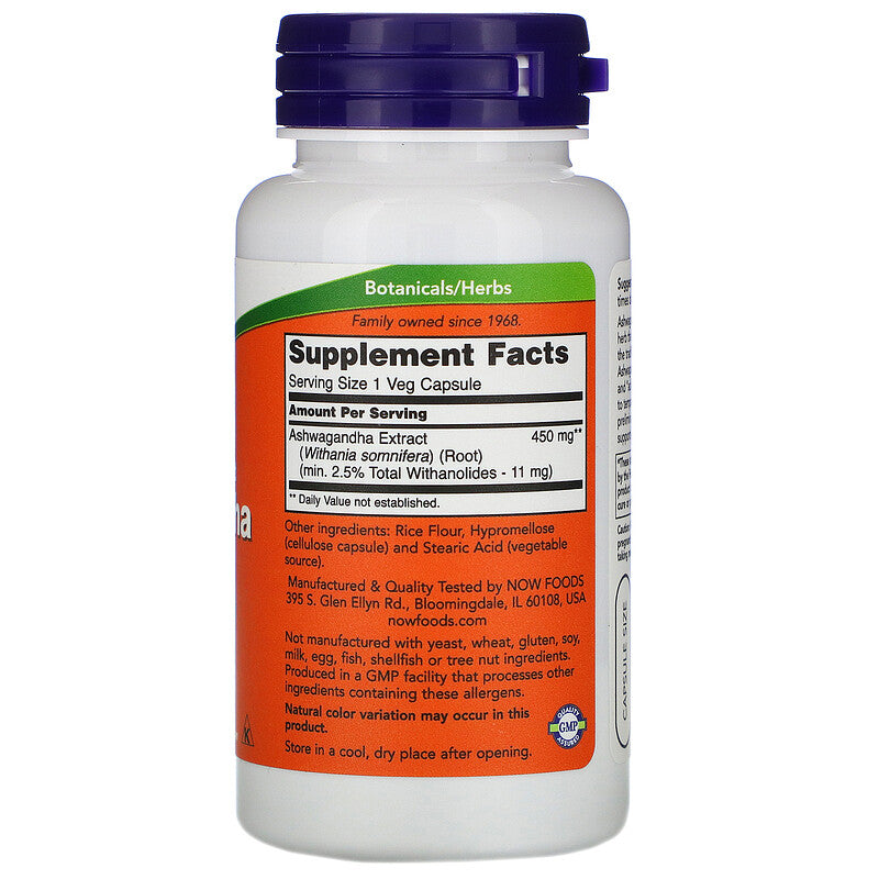 Now Foods, Ashwagandha Standardized Extract, 90 Veg Caps - Ultimate Sup Singapore