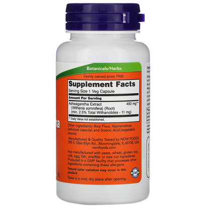 Now Foods, Ashwagandha Standardized Extract, 90 Veg Caps - Ultimate Sup Singapore