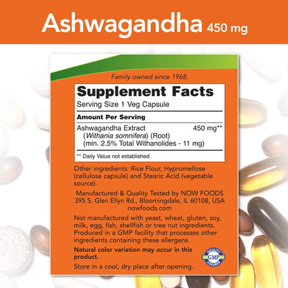 Now Foods, Ashwagandha Standardized Extract, 90 Veg Caps - Ultimate Sup Singapore