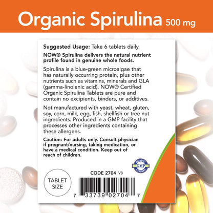Now Foods, Certified Organic Spirulina 500-1000mg - Ultimate Sup Singapore